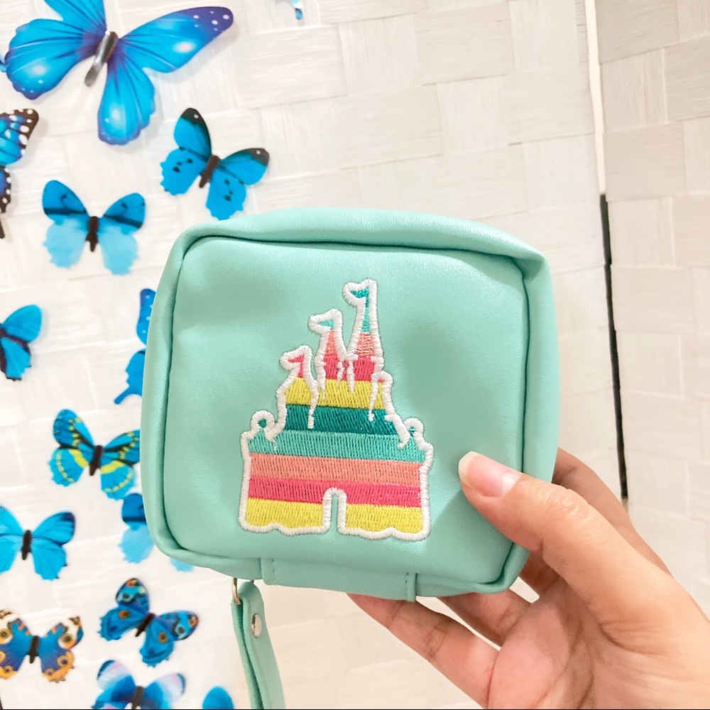Believe In Magic Turquoise Castle Zip mini pouch